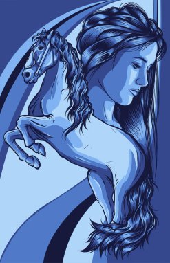 Renkli arka planda bir atın canlandırması