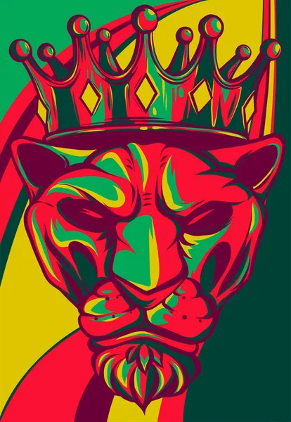 Illustration Vectorielle Colorée Tête Lion — Image vectorielle