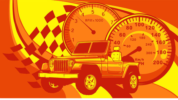 illustration of jeep on colorful background