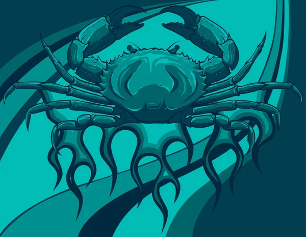 Illustration Crabe Sur Fond Coloré — Image vectorielle