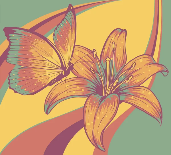Vektorová Ilustrace Stylu Barvy Motýla — Stockový vektor