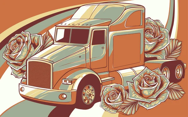 Klasyczny Amerykański Truck Wektor Ilustracji — Wektor stockowy