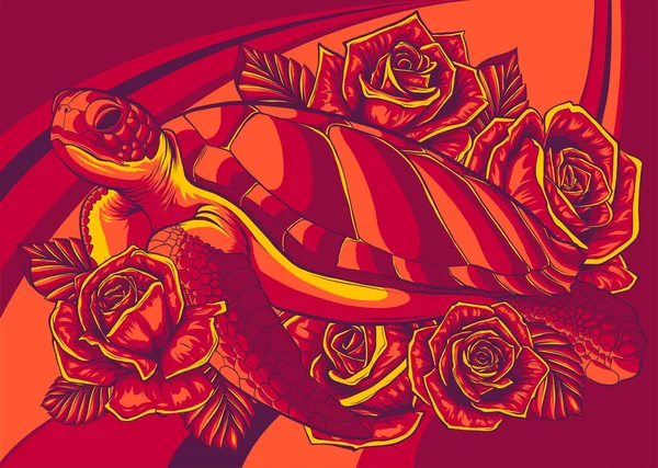 Tartaruga Marinha Dos Desenhos Animados Ilustração Eretmochelys Imbricata — Vetor de Stock