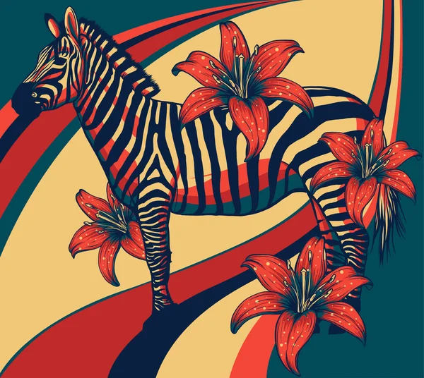 条纹马 非洲草原动物 条纹皮 线条图案 野生动物 可爱的性格 漫画矢量画 — 图库矢量图片