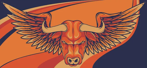 Mascotte Tête Taureau Logo Buffalo — Image vectorielle