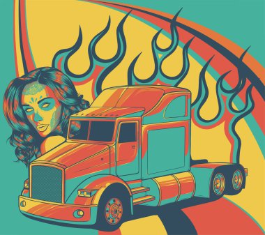 Klasik Amerikan Truck vektör çizimi