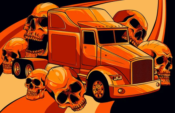 Ilustração Clássica Vetor Caminhão Americano — Vetor de Stock