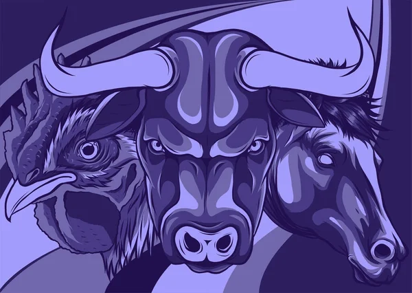 Bull Head Mascot Buffalo Logo — Stock Vector