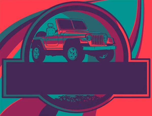 Illustration Jeep Färgglad Bakgrund — Stock vektor