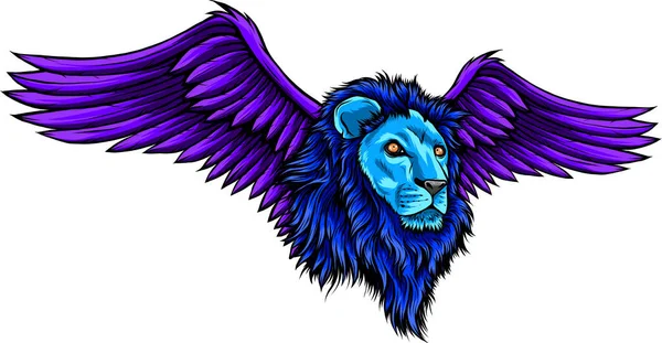 Illustration Vectorielle Ailée Tête Lion — Image vectorielle