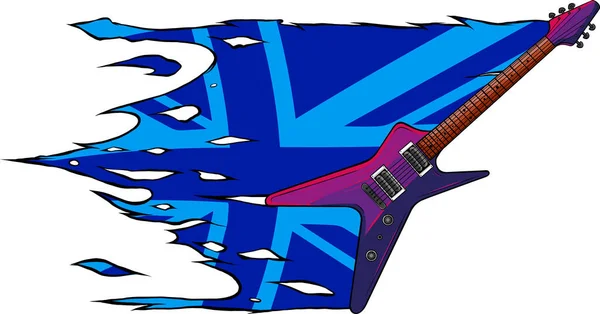 Elektrická Kytara Plochý Vektor Ilustrace Rockový Hudební Nástroj — Stockový vektor