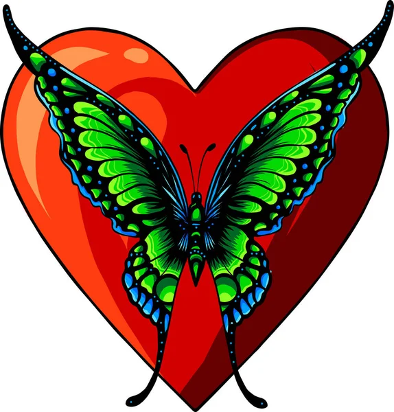 Painted Heart Butterfly Vector — Stock Vector