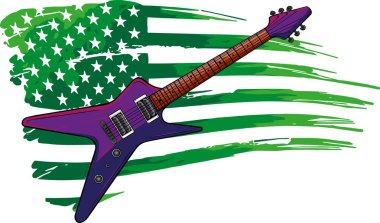 Amerikan Bayrağı ile gitarın çizimi