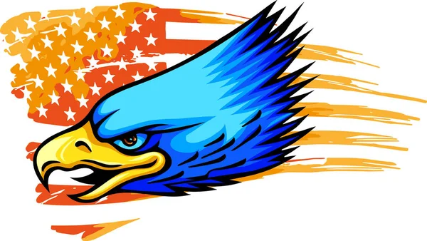 Abbildung Des Adlerkopfes Mit Amerikanischer Flagge — Stockvektor