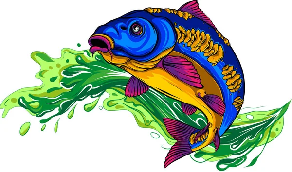 水を撒く鯉のイラスト — ストックベクタ