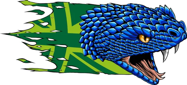 Ilustración Serpiente Cabeza Con Bandera Del Reino Unido — Vector de stock