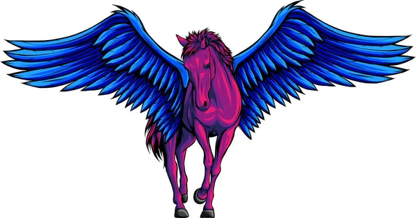 Летающая Лошадь Пегаса Magestic Pegasus Cartoon Vector Logo Mascot Design — стоковый вектор