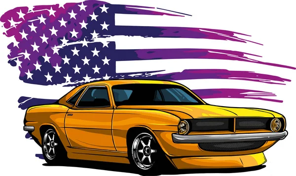 Grafický Design Ilustrace Amerického Svalnatého Vozu — Stockový vektor