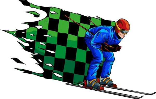 Illustration Skier Race Flag — Stock Vector