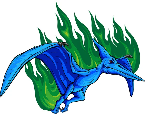 Ilustrace Pterosaura Plameny Bílém Pozadí — Stockový vektor