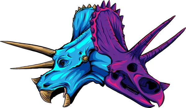 Tricératops Tête Dinosaure Avec Crâne — Image vectorielle