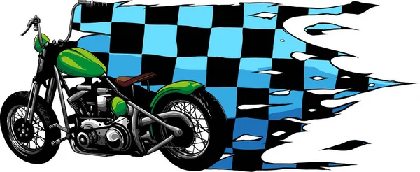 Ilustracja Niestandardowego Roweru Flagą Wyścigu — Wektor stockowy
