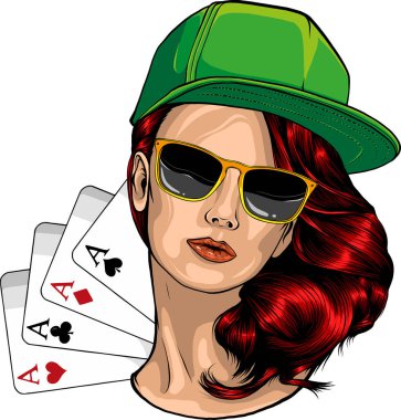 Poker sembollü bir kadın çizimi