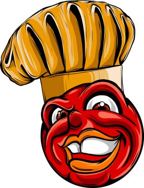 Aşçı ya da aşçı şapkası içinde çizgi film yüzü