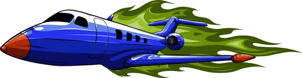Illustration Des Brennenden Flugzeugs Auf Weißem Hintergrund — Stockvektor