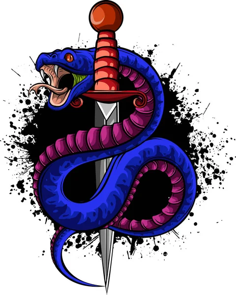 Ilustración Vectorial Serpiente Daga — Vector de stock
