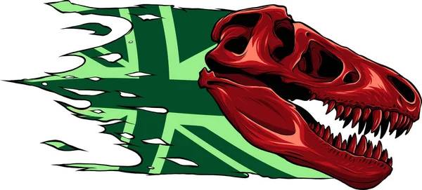 Illustrazione Rex Skull Con Bandiera Inglese — Vettoriale Stock
