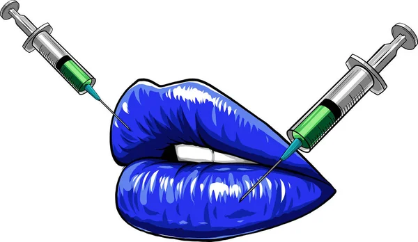 Lip Injection Seringue Plastique Médical Avec Injection Cosmétique — Image vectorielle