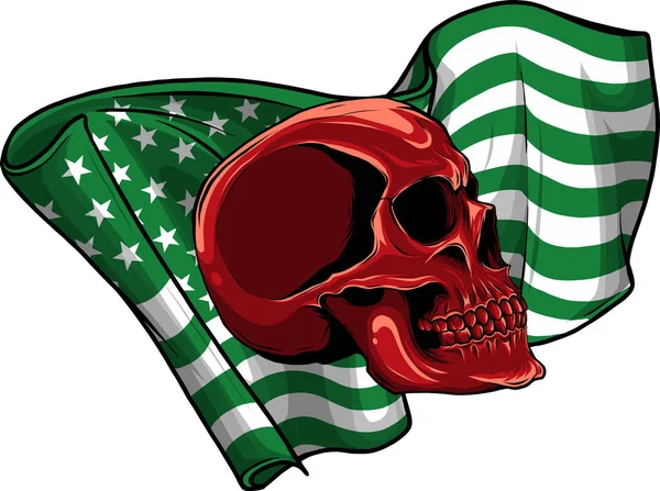 Illustratie Van Amerikaanse Vlag Met Schedel — Stockvector
