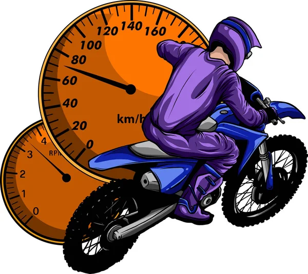 Ilustrace Motokrosového Jezdce Přístrojovou Deskou — Stockový vektor