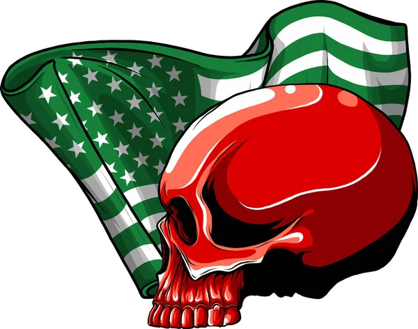 Illustration American Flag Skull — Stock Vector