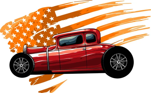 Ilustracja Hot Rod Amerykańską Flagą — Wektor stockowy