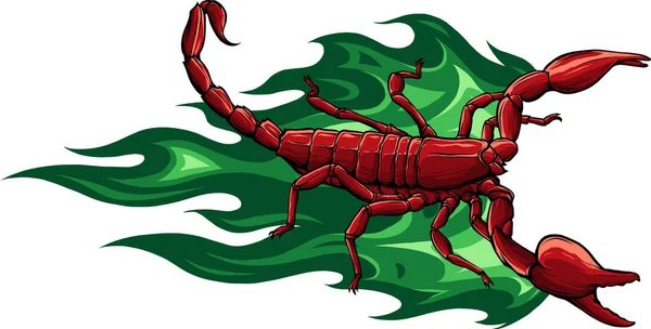 Illustration Des Skorpions Mit Flammen — Stockvektor