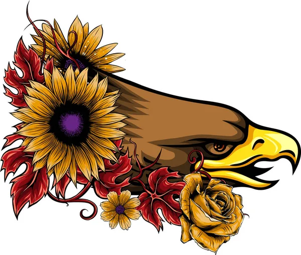 Απεικόνιση Της Κεφαλής Του Αετού Λουλούδι — Διανυσματικό Αρχείο