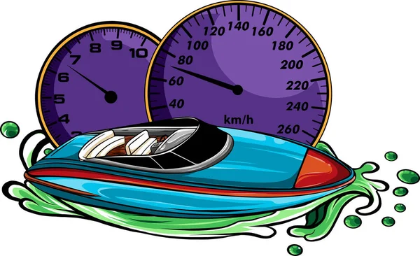 Illustration Fast Speedboat Water — Stock Vector