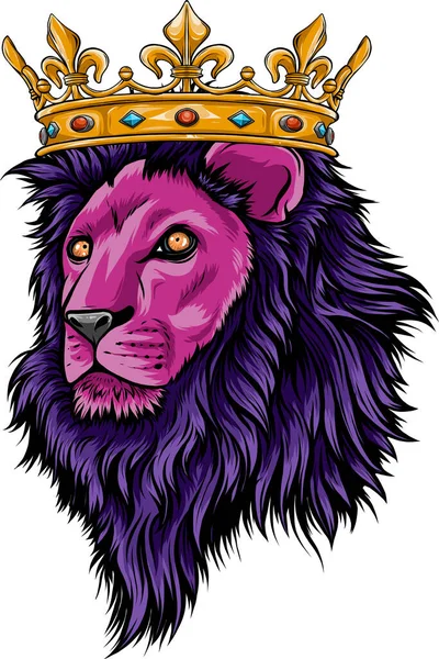 Иллюстрация Головы Цветного Короля Льва — стоковый вектор