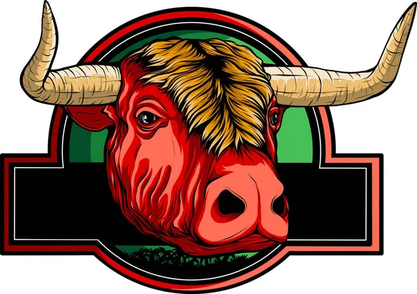 Illustration Cow Head Logo Design — Stock Vector