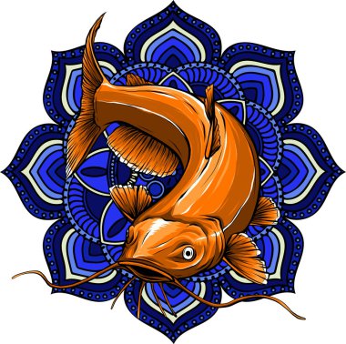 Mandala süslemeli yayın balığı çizimi