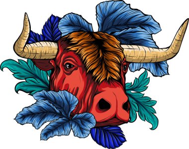 Yapraklı boğa kafasının resmi