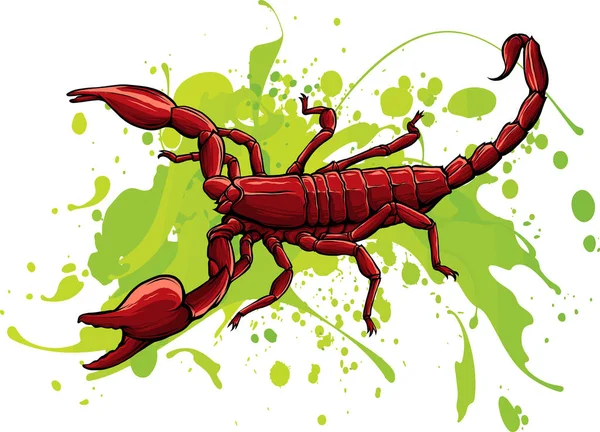 Illustration Des Skorpions Mit Wasserwelle — Stockvektor
