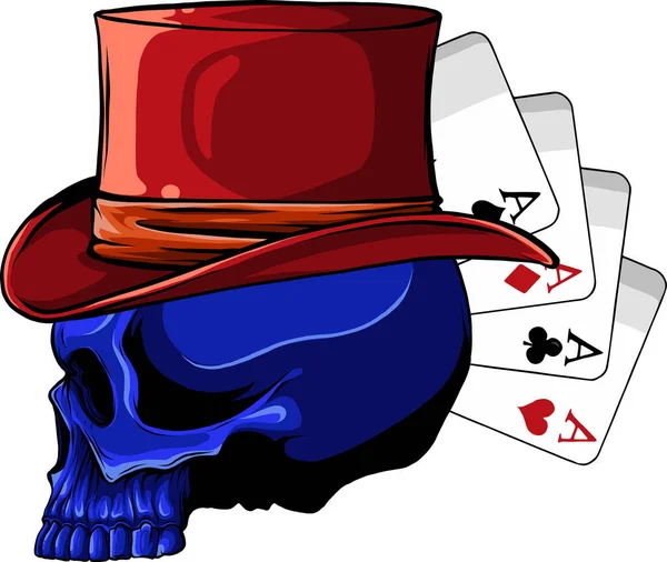 Poker Visage Crâne Quatre Vecteur — Image vectorielle