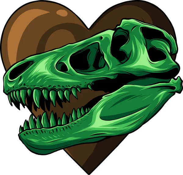 Dinosaur Skull Dibujo Del Cráneo Rex Corazón — Archivo Imágenes Vectoriales