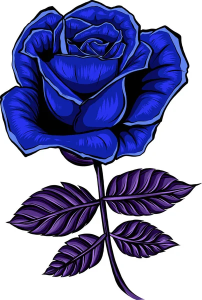 Ilustração Rosa Flor Com Folhas —  Vetores de Stock