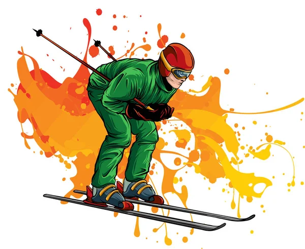 Vektor Abbildung Des Farbigen Skifahrers — Stockvektor