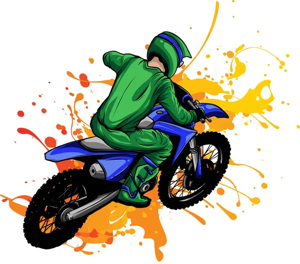 Motocross Rider Jeździć Rowerze Motocross — Wektor stockowy