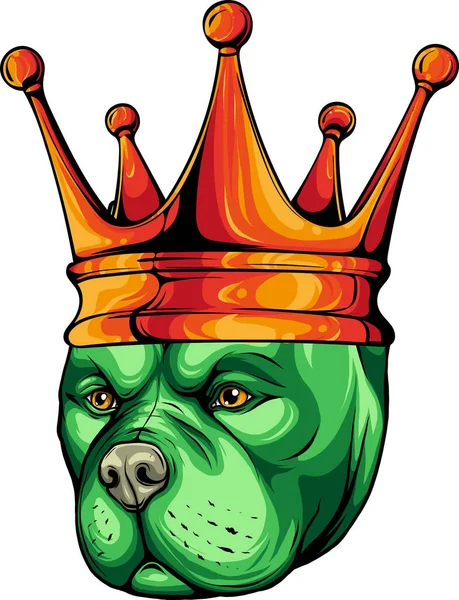 Illustrazione Della Testa Pitbull Cane Nella Corona — Vettoriale Stock